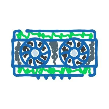 Graphics processing unit drawing on white background Illustrazione stock