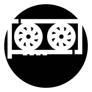 Graphics processing unit icon with cooling fans 库存插图