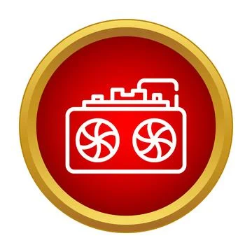 Graphics processing unit icon with red circle Illustrazione stock