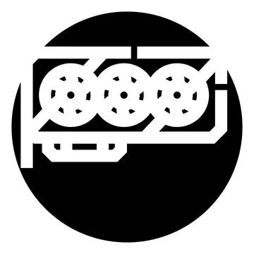 Graphics processing unit icon with three cooling fans 스톡 일러스트