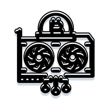 Graphics processing unit mining digital crypto currency Stock Illustration