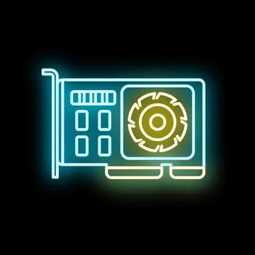 Graphics processing unit neon outline icon 库存插图