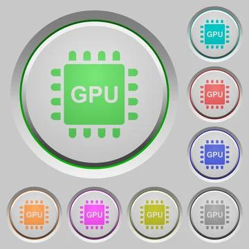 Graphics processing unit push buttons Illustrazione stock