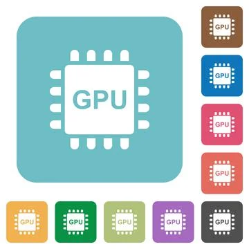 Graphics processing unit rounded square flat icons Stock Illustration