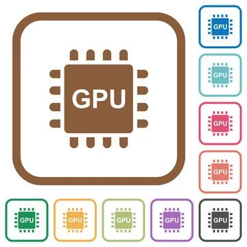Graphics processing unit simple icons Stock Illustration