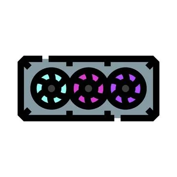 Graphics processing unit with three cooling fans Illustrazione stock