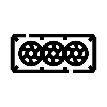Graphics processing unit with three cooling fans Stock Illustration
