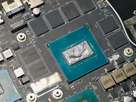 Graphics processor, GPU on the motherboard of a laptop computer. 写真素材