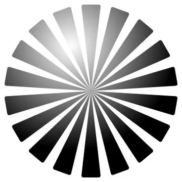 Graphics with radiating, converging lines. Black and white abstract vector. Illustrazione stock