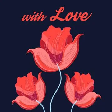 Graphics red tulips Stock Illustration