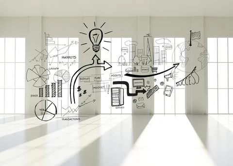 Graphics in room with windows イラスト素材