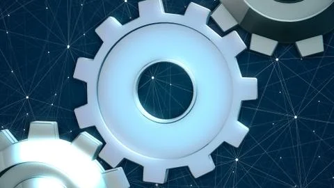 Graphics with the rotating gears 3D rendering Stock Illustration