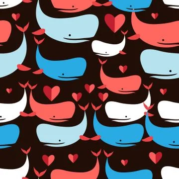 Graphics seamless pattern Lovers whales Stock Illustration