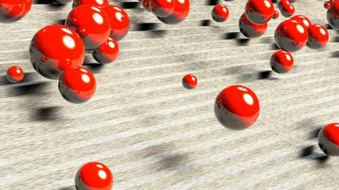 Graphics with slowly falling red spheres. Stock Illustration