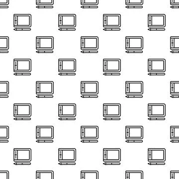 Graphics tablet and stylus seamless creative pattern Stock-Illustration