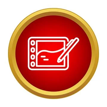 Graphics tablet icon representing digital drawing and creative tools Stock Illustration