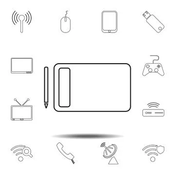 Graphics tablet icon. Simple thin line, outline vector element of Technology  Illustrazione stock