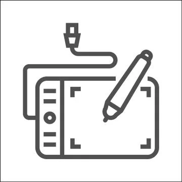 Graphics tablet line icon Illustrazione stock