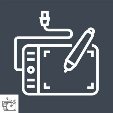 Graphics tablet line icon Stock Illustration