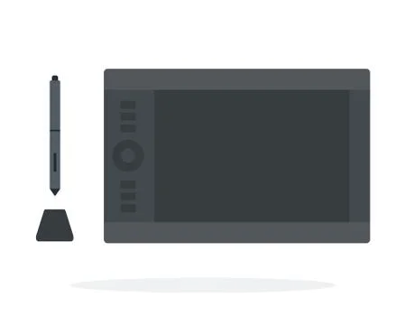 Graphics tablet with pen for drawing vector flat isolated Stock Illustration