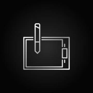 Graphics tablet silver icon - vector outline logo element Stock Illustration
