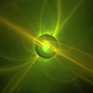 Graphics texture. Computer rendered background. 3D fractal. Green light rays. Stock Illustration