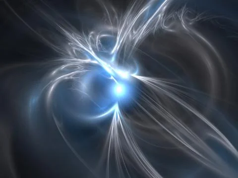 Graphics texture. Computer rendered background. 3D fractal. Cold blue rays. Stock Illustration