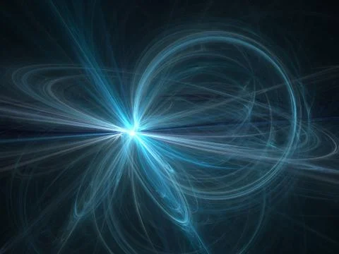 Graphics texture. Computer rendered background. 3D fractal. Blue swirl explos Illustrazione stock