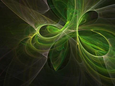 Graphics texture. Computer rendered background. 3D fractal. Green magic light Stock Illustration
