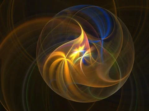 Graphics texture. Computer rendered background. 3D fractal. Magic light ball. Stock Illustration