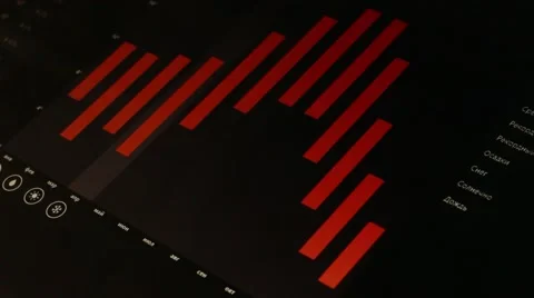 Graphics on the touchscreen on the dark Stock Footage 49642802