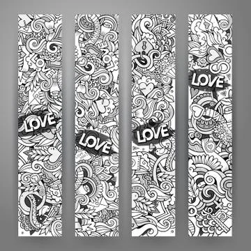 Graphics vector hand-drawn Love and Valentines Doodle. Illustrazione stock