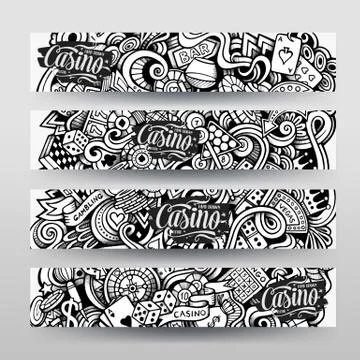 Graphics vector hand drawn sketchy trace Casino Doodle banners イラスト素材