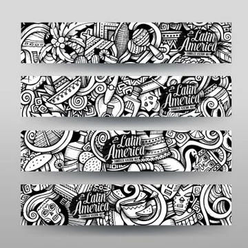 Graphics vector Latin American Doodle banners 库存插图