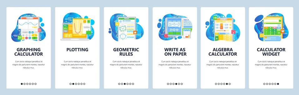 Graphing calculator, math equation, geometry figures, algebra calculator Stock Illustration
