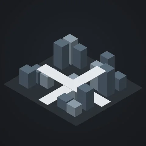 Graphite and orange isometric smart city block looping animation, square 1:1 Stock Footage 346258014