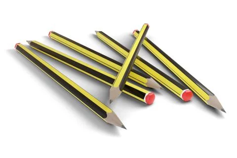 Graphite pencils on white background. 3d illustration. 스톡 일러스트