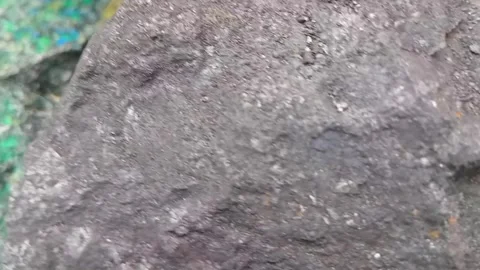 Graphite Raw Ore on Copper with Azurite, Malachite &amp;amp; Bornite Stock Footage 324552811