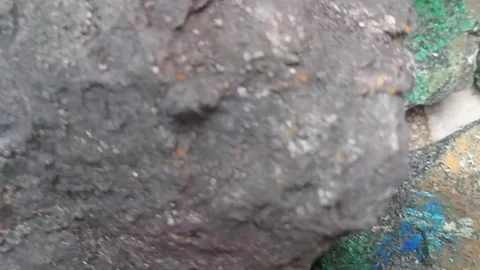 Graphite Raw Ore on Copper with Azurite, Malachite &amp;amp; Bornite Stock Footage 324552824