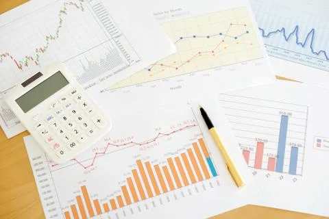 Graphs and Calculator Stock Photos