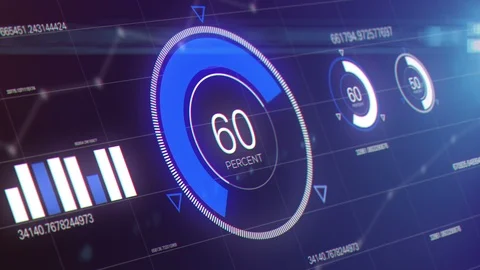 Graphs and charts across a screen showing data visualizations and information Stock Footage 119904077