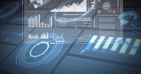 Graphs and charts animation over digital interface with data and statistics Vídeos de archivo 304409694