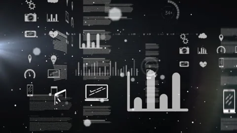 Graphs and charts animation over data processing and analysis background Stock Footage 305367298