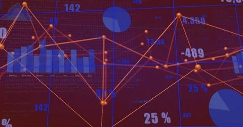 Graphs and charts image over financial data and statistics 스톡 일러스트