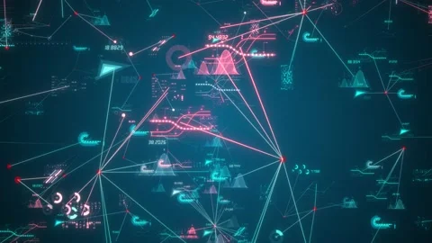 Graphs and charts node statistical analysis data network node trend Stock Footage 150003567