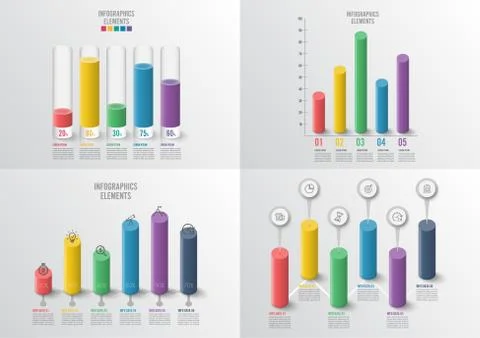 Graphs and charts set. Statistic and data, iInfographic business concept with Stock Illustration