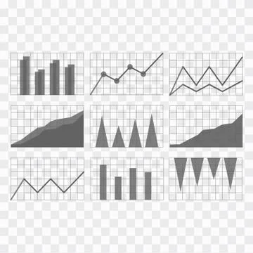 Graphs and charts set. Statistic and data, information. Graphs and charts abs Stock Illustration