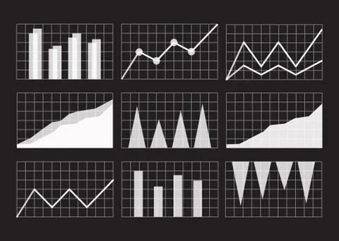 Graphs and charts set. Statistic and data, information. Graphs and charts abs Stock Illustration