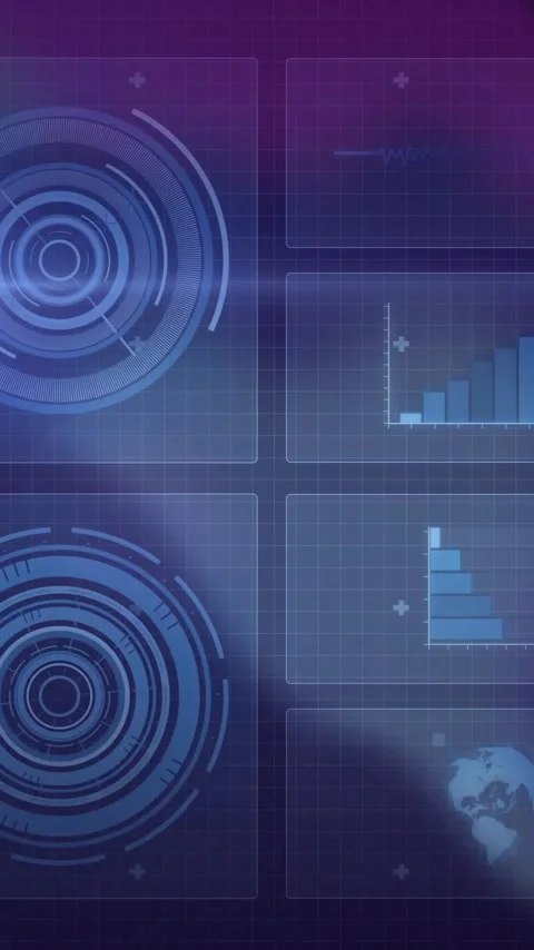 Graphs and circular patterns over digital interface with futuristic animation 動画素材 319727245