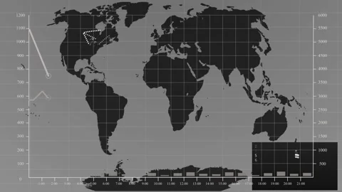 Graphs and infographics on the background of the world map. Stock Footage 85643701